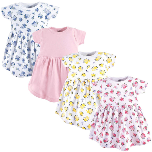 Luvable Friends baby girls Cotton Playwear Dress, Floral, 3T US