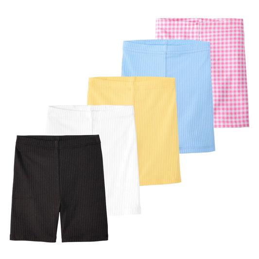Garanimals Baby & Toddler Girl Pink Check Biker Shorts - Machine-Washable Kid's Clothes - Size 2T - White, Blue, Yellow, Black - 5 Pack