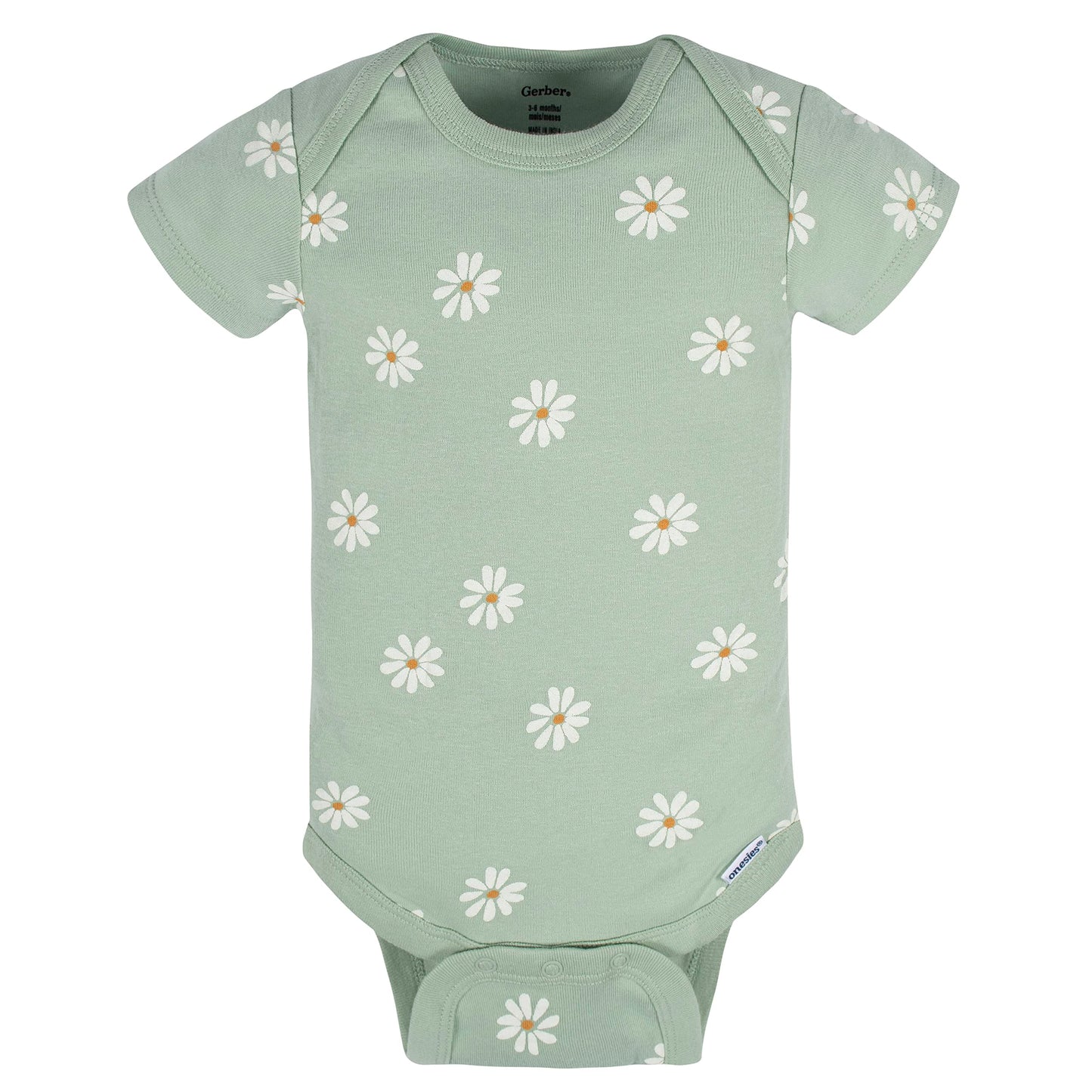 Gerber Baby Girls 8-pack Short Sleeve Onesies Bodysuits Shirt, Golden Floral, 0-3 Months US