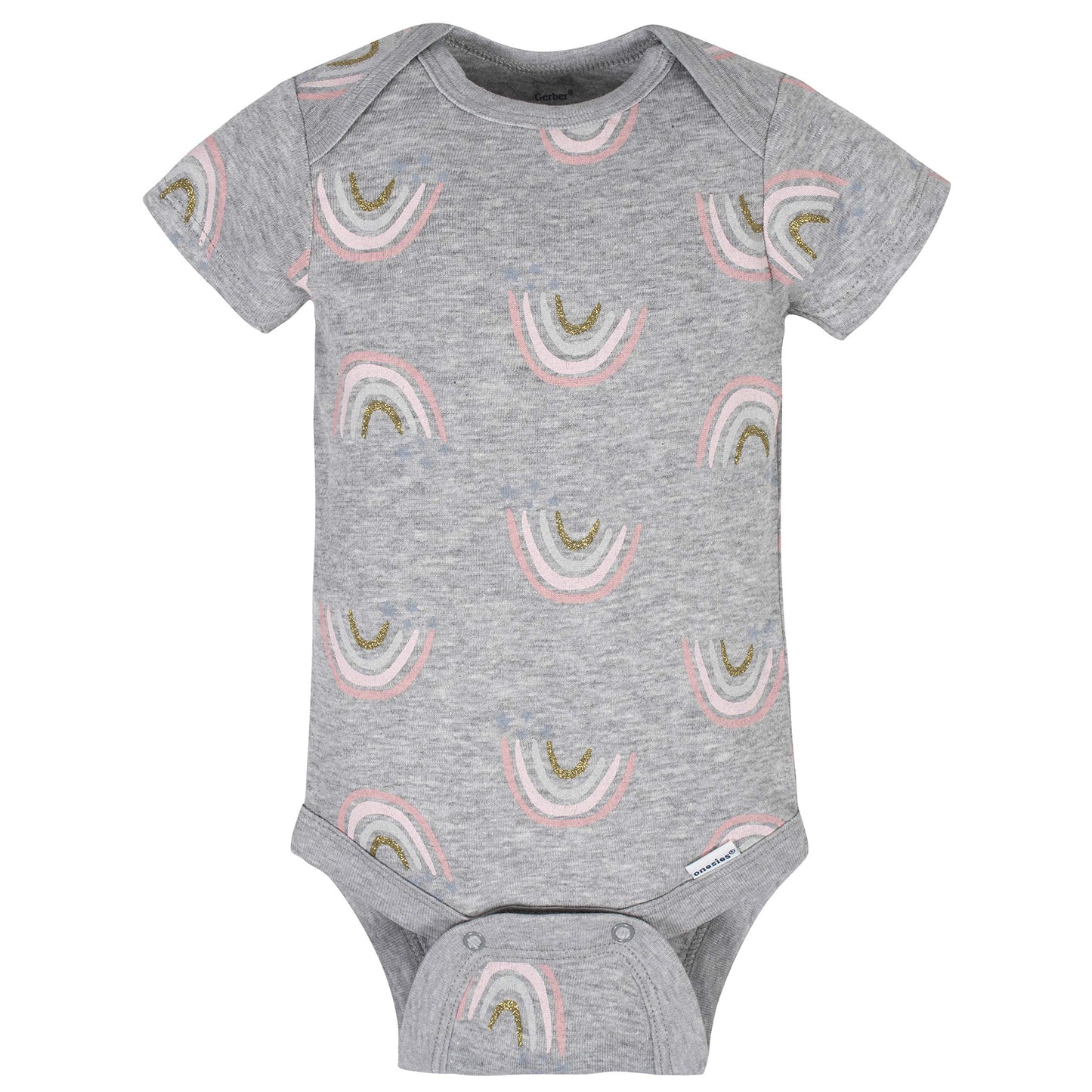 Gerber Baby 8-Pack Short Sleeve Onesies Bodysuits, Bear Pink, 0-3 Months