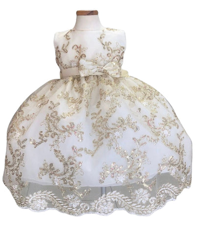 Vestido de fiesta color marfil y dorado de Rosie Infant