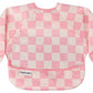 Babero para bebé Tiny Twinkle Mess Proof, bonito conjunto de babero de manga larga, baberos impermeables para niños pequeños, lavable a máquina (cuadros rosa, pequeño de 6 a 24 meses)
