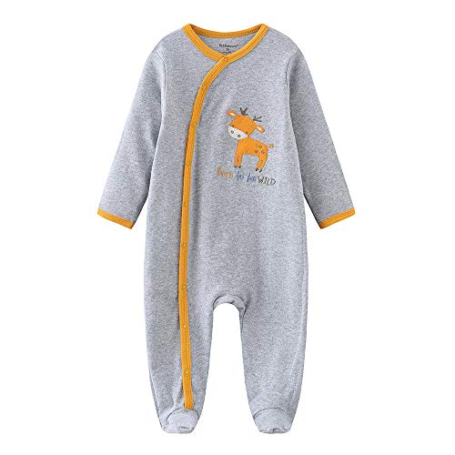 Kiddiezoom Newborn Baby Snug Fit Footed Cotton One-Piece Romper Jumpsuit