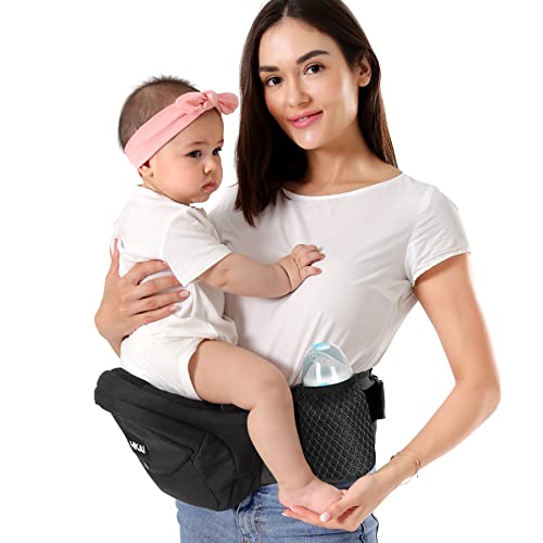 HKAI Baby Carrier Hip Seat, Advanced Large Capacity Pocket with Adjustable Waistband, Shock Absorption Hip Seat Surface