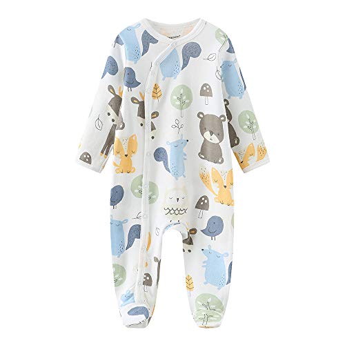 Kiddiezoom Newborn Baby Snug Fit Footed Cotton One-Piece Romper Jumpsuit