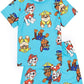 PAW Patrol Boys 2 Pack Pyjama Set | Kids Blue Short Sleeve T-Shirt & Shorts | Marshall Rubble & Chase The Rescue Pups PJs