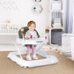 BABY JOY Andador para Bebés, Andador de Actividades Plegable con Altura Ajustable, Andador de Actividades para bebés con Asiento Acolchado con Respaldo Alto y Juguetes para Osos, Gris