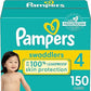 Pañales tamaño 4, 150 unidades - Pañales desechables para bebé Pampers Swaddlers (el embalaje y las impresiones pueden variar)