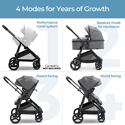 Mompush Wiz 2-in-1 Convertible Baby Stroller with Bassinet Mode - Foldable Infant Stroller to Explore More as a Family