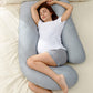 Almohadas de embarazo Momcozy con funda refrescante, almohada de maternidad de cuerpo completo en forma de U para quienes duermen de lado, 57 pulgadas