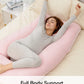 Momcozy Pregnancy Pillows for Sleeping, U Shaped Full Body Maternity Pillow for Side Sleeping - Support for Back, Legs, Belly, Hips, 57 Inch, Pink