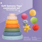 Juego de bloques de construcción apilables suaves Montessori Toys, anillos y bolas, 3 en 1, juguetes para bebés de 6 a 12 meses, juguetes sensoriales para niños pequeños de 1 a 3 años