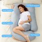Almohadas de embarazo Momcozy con funda refrescante, almohada de maternidad de cuerpo completo en forma de U para quienes duermen de lado, 57 pulgadas