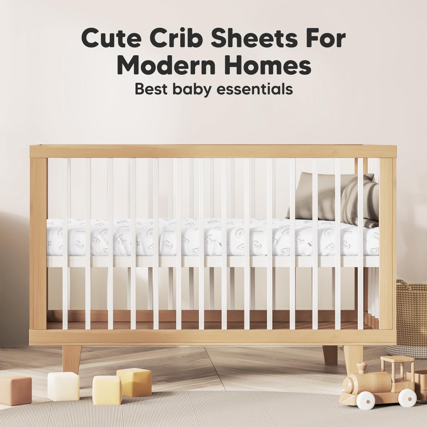 2-Pack Organic Crib Sheets for Boys, Girls - Jersey Fitted Crib Sheet, Baby Crib Sheets Neutral, Crib Mattress Sheet