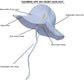 DASMINI - Gorro de sol de ala ancha a rayas para bebés y niños pequeños, protección solar UPF 50+, gorro de playa, bonito gorro ajustable (rayas celestes, 0-6 meses)