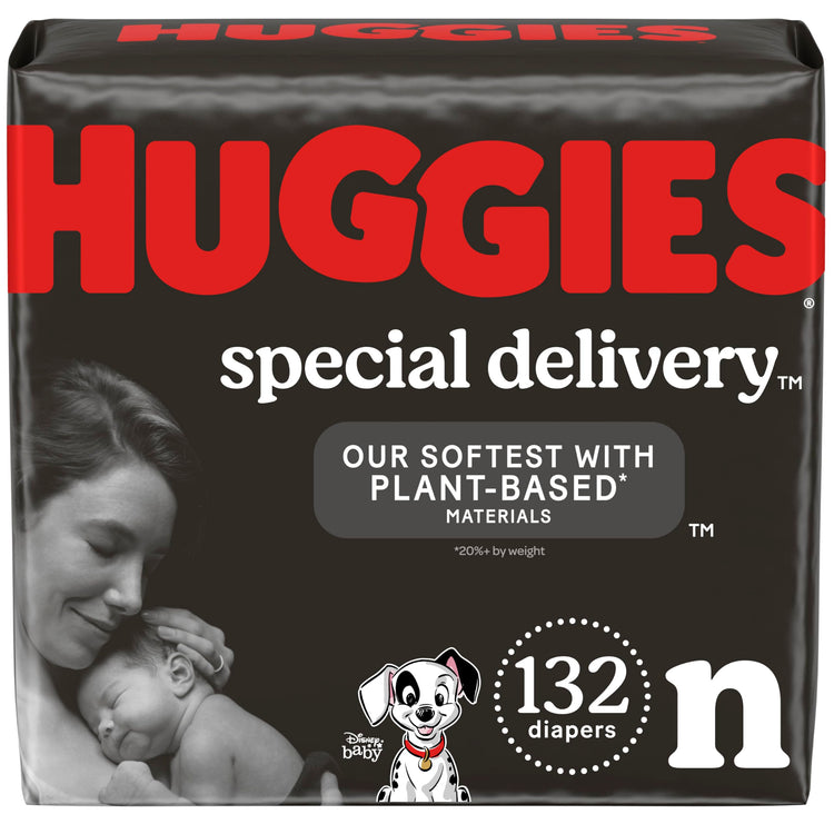 Pañales para bebés hipoalergénicos Huggies Special Delivery, tamaño recién nacido (hasta 10 libras), 132 unidades, sin fragancia, seguros para pieles sensibles