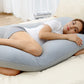 Almohadas de embarazo Momcozy con funda refrescante, almohada de maternidad de cuerpo completo en forma de U para quienes duermen de lado, 57 pulgadas