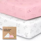 Paquete de 2 sábanas orgánicas para cuna para niños y niñas: sábana ajustable de punto de jersey, sábanas neutras para cuna de bebé, sábana para colchón de cuna