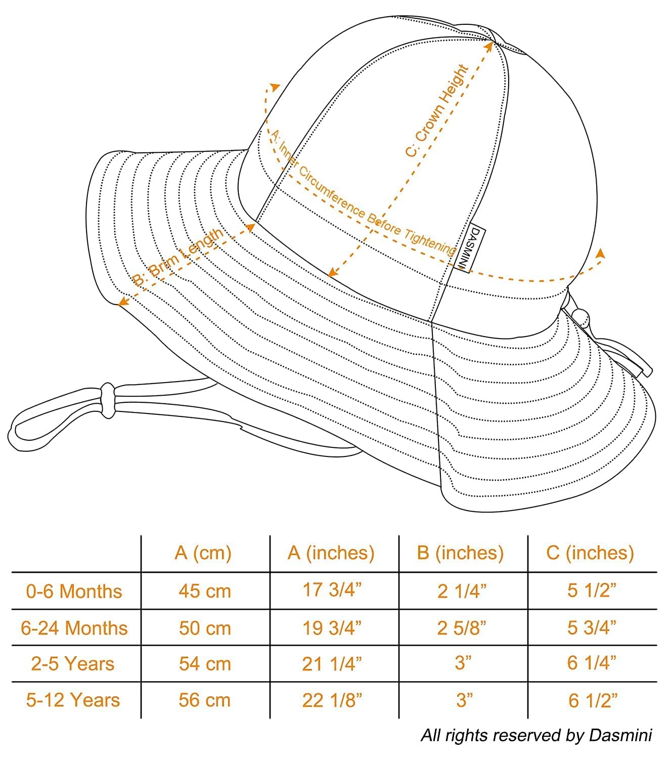 DASMINI Baby&Toddler Stripe Wide Brim Sun Hats UPF 50+ Sun Protection Beach Bucket Cap Cute Adjustable Hat (Yellow Checkered, 0-6M)