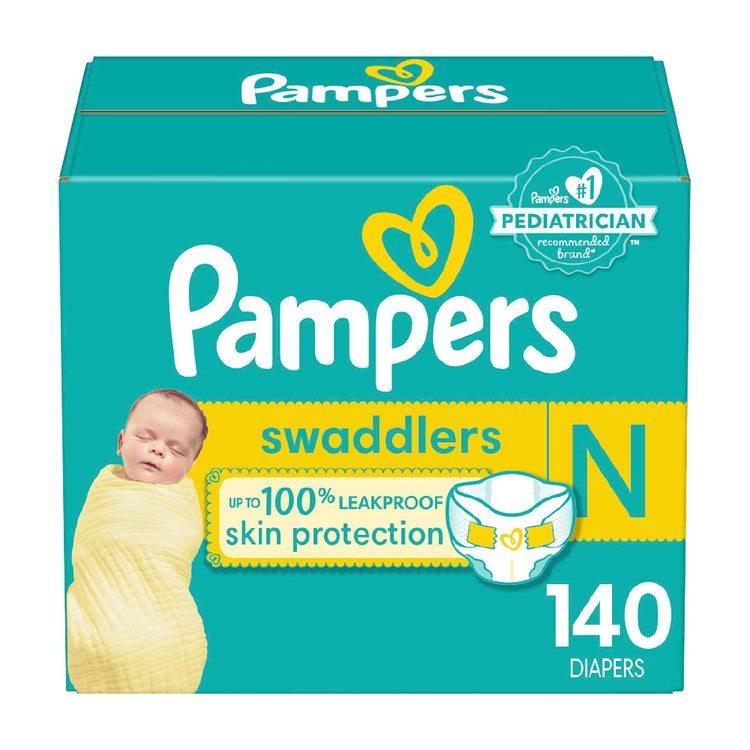 Pañales para recién nacidos Pampers Swaddlers, tamaño 0, 140 unidades, pañales desechables ultra suaves para bebés
