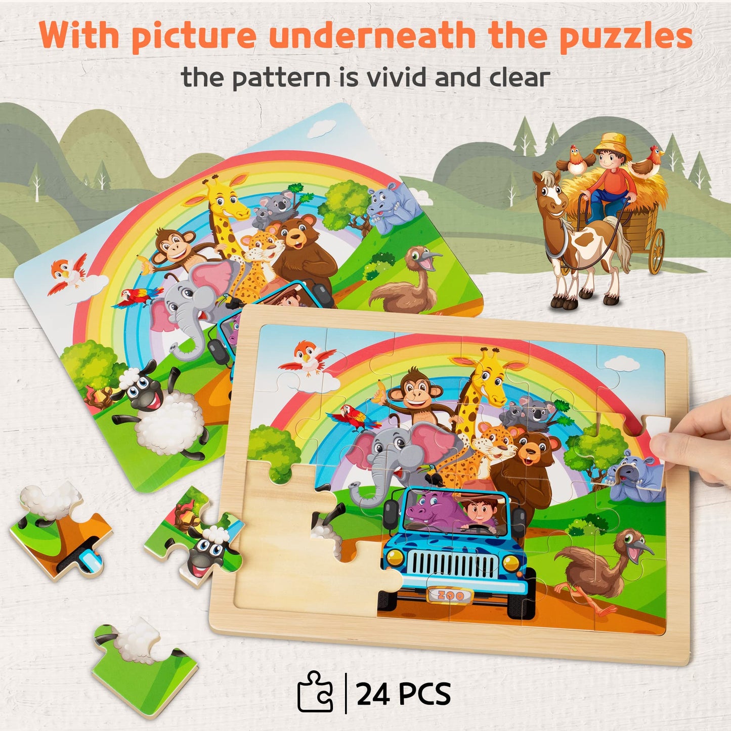 SYNARRY Wooden Puzzles for Kids Ages 3-5