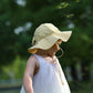 DASMINI - Gorro de sol de ala ancha a rayas para bebés y niños pequeños, protección solar UPF 50+, gorro de playa, bonito gorro ajustable (cuadros amarillos, 0-6 meses)