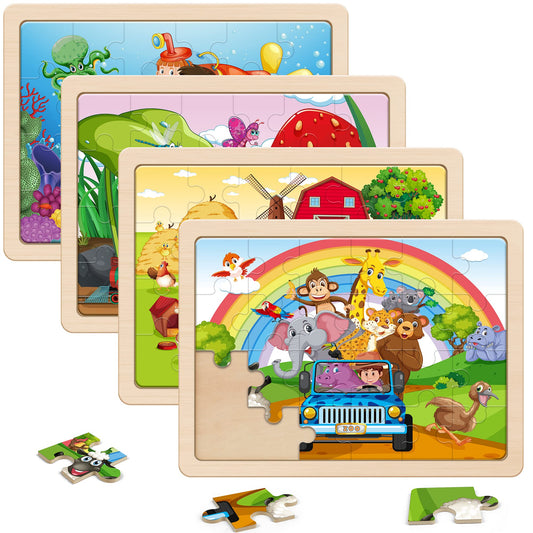 SYNARRY Wooden Puzzles for Kids Ages 3-5