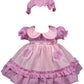 Vestido de algodón violeta y blanco