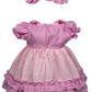 Vestido de algodón violeta y blanco