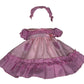 Vestido de algodón violeta y blanco