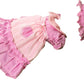 Vestido de algodón violeta y blanco